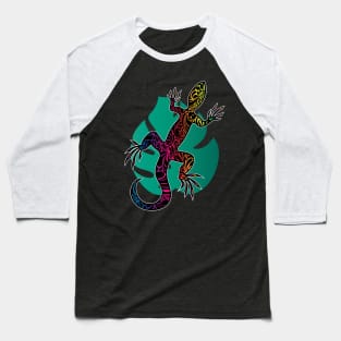 Rainbow Doodle Pattern Lizard Baseball T-Shirt